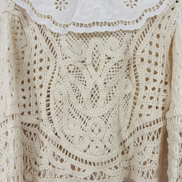 NWT Dolan Left Coast | Anthropologie Lace-Collar Crochet Cardigan/ Jacket, Small - Picture 10 of 12
